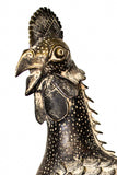 Close up:  Authentic 'Benin Rooster' Carved Bronze Sculpture from Nigeria Made in 1988