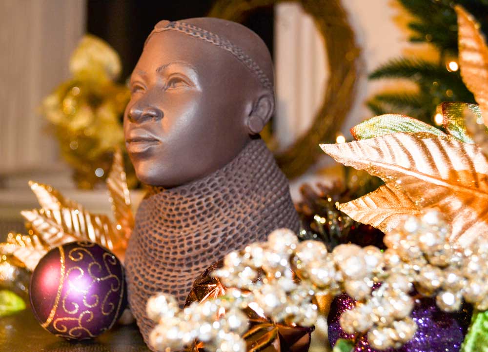 Hand Carved Clay Head by Kenyan Artist Ben Apollo