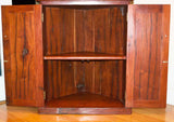 Bottom piece with cabinets open - Antique 'Corner Bookcase' Hand Made Red Jarrah Wood Bookcase from Zimbabwe