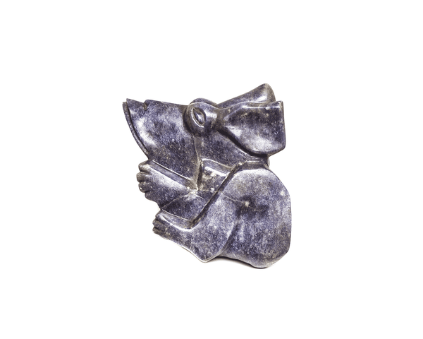 Bunny, a Shona stone sculpture carved from purple lepidolite stone in Zimbabwe by Fungai Mwarowa