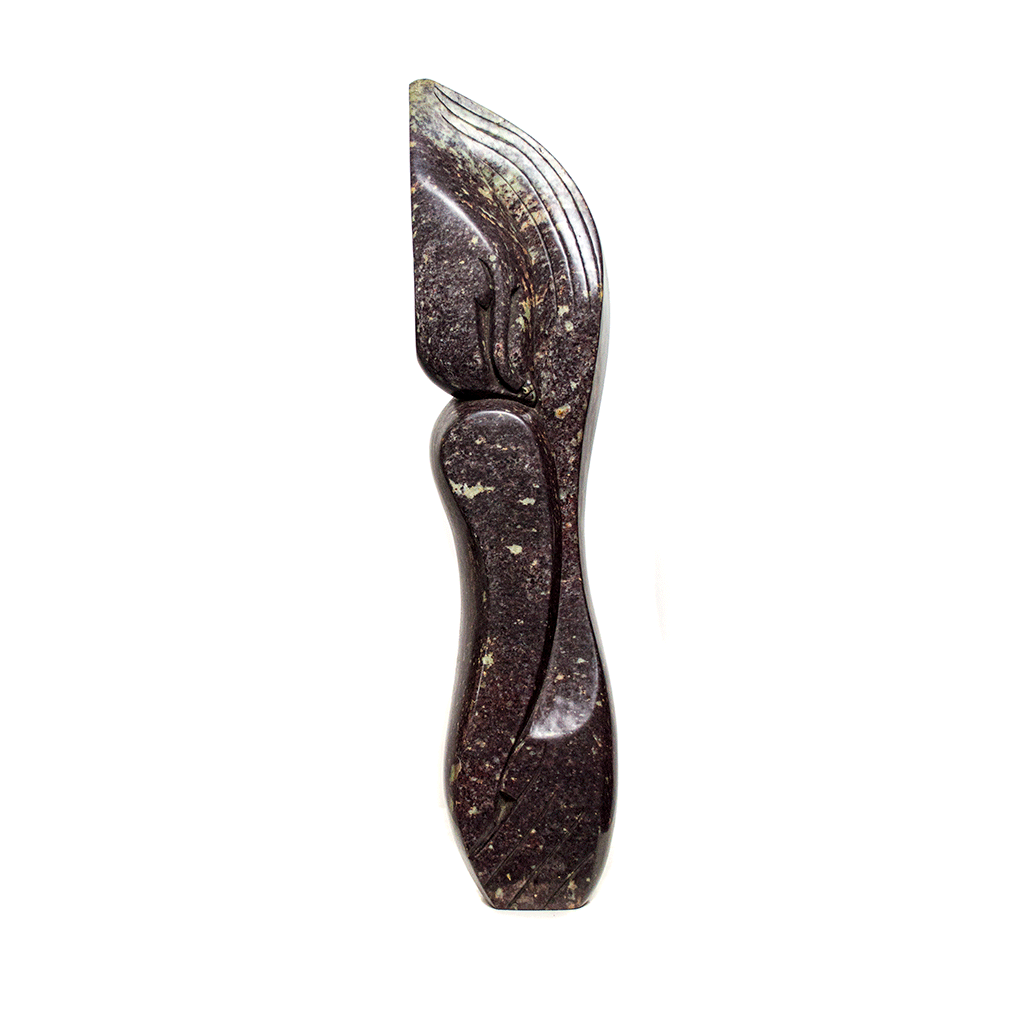 Shy Girl, a Shona stone sculpture carved from serpentine stone in Zimbabwe by Silas Manyore