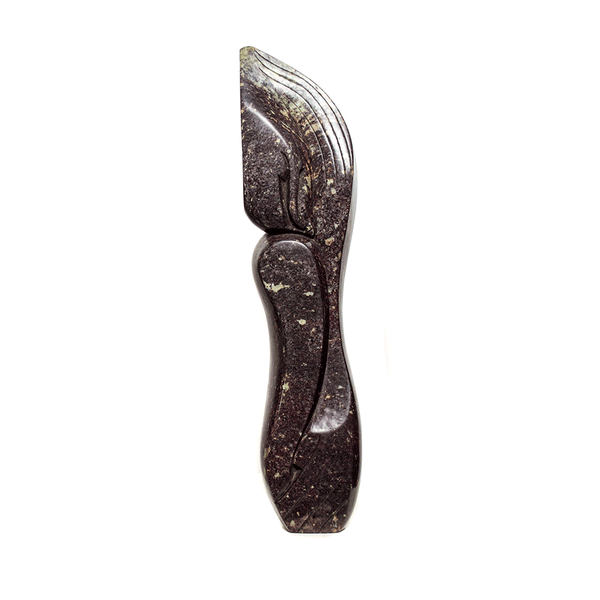 Shy Girl, a Shona stone sculpture carved from serpentine stone in Zimbabwe by Silas Manyore
