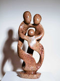 One of a kind African Fine Art: Hand Carved Stone Sculpture 'Family of Three' by Zimbabwean Artist Agrippa Ndongwe Made in 2000