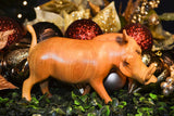 Profile view: Authentic Vintage Hand Carved Teak Wood 'Wild Hog' Figurine from Kenya
