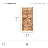 Aged Moorish Door dimensions: 12 ft (144 in) tall, 5 ft (60 in) wide