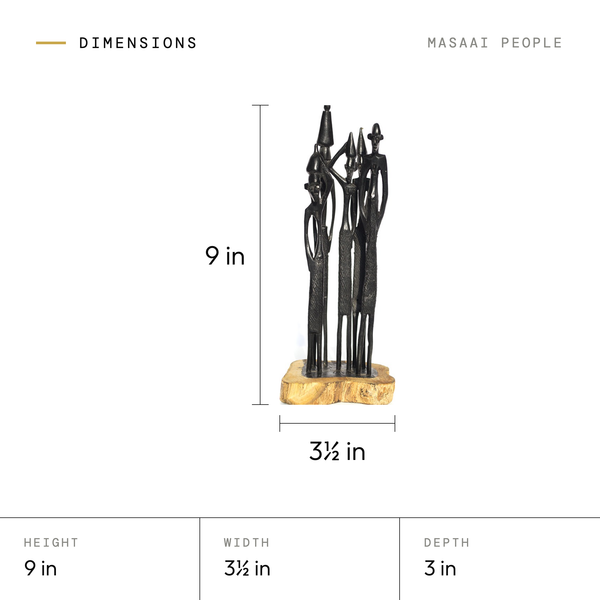Masaai People dimensions: 9 in tall, 3.5 in wide, 3 in deep