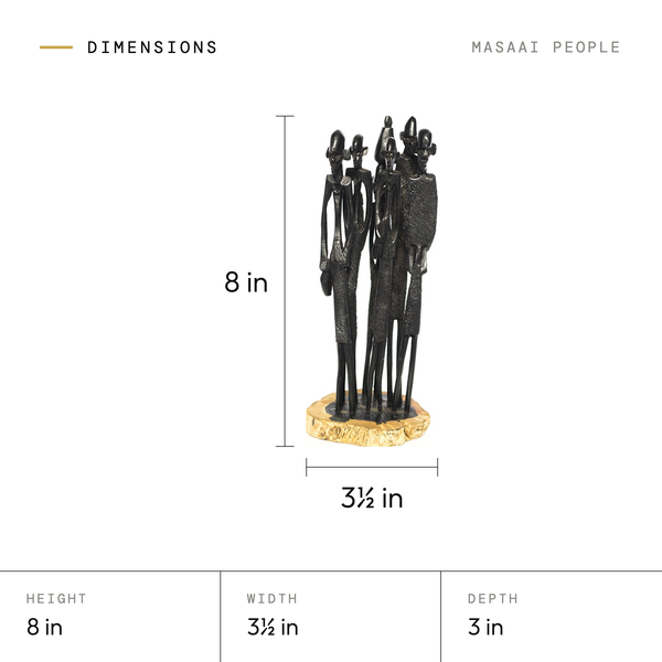 Masaai People dimensions: 8 in tall, 3.5 in wide, 3 in deep