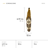 Mask dimensions: 4 ft 1 in (49 in) tall, 10 in wide, 9 in deep