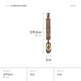 Mask dimensions: 3 ft 6 in (42 in) tall, 5 in wide, 4 in deep