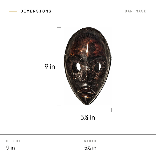 Dan Mask dimensions: 9 in tall, 5.5 in wide