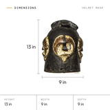 Helmet Mask dimensions: 13 in tall, 9 in wide, 9 in deep