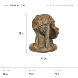 Benin Kingdom Woman dimensions: 11 in tall, 9 in wide, 9 in deep