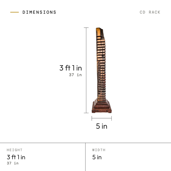 CD Rack dimensions: 3 ft 1 in (37 in) tall, 5 in wide