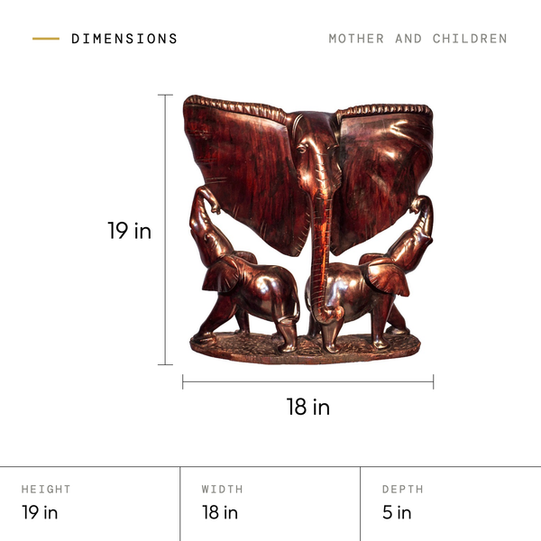 Mother and Children dimensions: 19 in tall, 18 in wide, 5 in deep