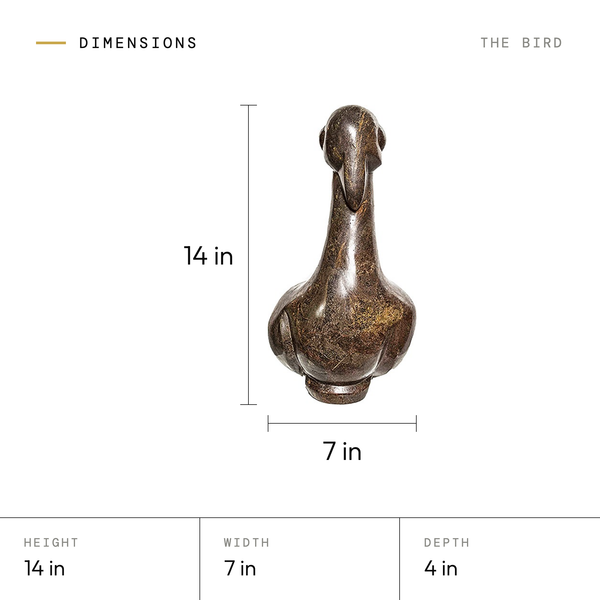 The Bird dimensions: 14 in tall, 7 in wide, 4 in deep