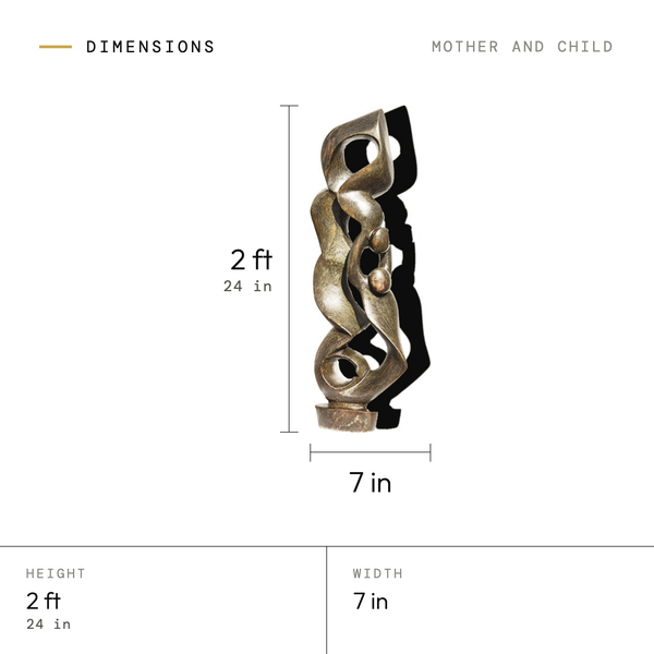 Mother and Child dimensions: 2 ft (24 in) tall, 7 in wide
