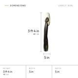 Lovely Girl dimensions: 3 ft 4 in (40 in) tall, 5 in wide, 5 in deep