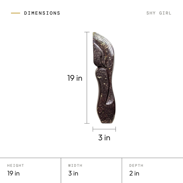 Shy Girl dimensions: 19 in tall, 3 in wide, 2 in deep