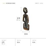 Sweet Girl dimensions: 2 ft (24 in) tall, 6 in wide, 4 in deep
