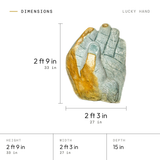 Lucky Hand dimensions: 2 ft 9 in (33 in) tall, 2 ft 3 in (27 in) wide, 15 in deep