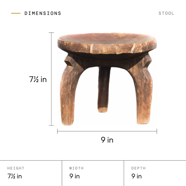 Stool dimensions: 7.5 in tall, 9 in wide, 9 in deep