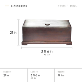 Trunk (small) dimensions: 21 in tall, 3 ft 6 in (42 in) long, 17 in wide