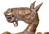  Close up of horse: Authentic 'Benin Warrior' Carved Bronze Sculpture from Nigeria Made in 1988