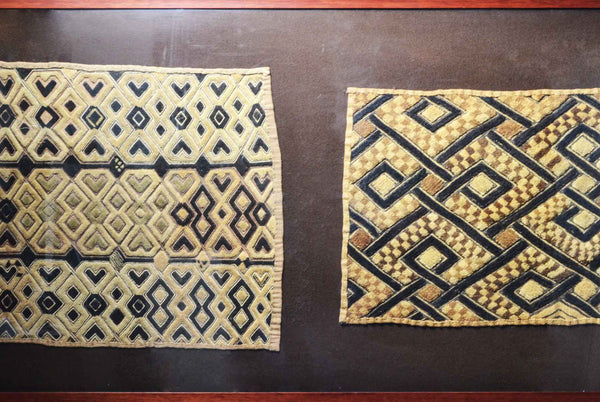 Close up: Authentic Hand Made 'Kuba Kloth Panels' Decor from Zaire Made in 1970