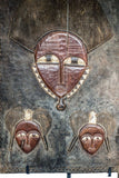 Close of of door, set on a custom stand included with your purchase: Authentic Wooden Carved Door from Mali Made in 1950