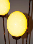 Close up lamp, 2/3 bulbs shown:  Authentic Hand Made Ostrich Egg Floor Lamp from South Africa