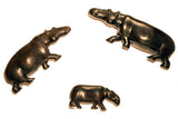 Alternate view, all sizes (small, medium, large) displayed together: Authentic Vintage Hand Carved Black Wood 'Hippo' Figurine from Kenya