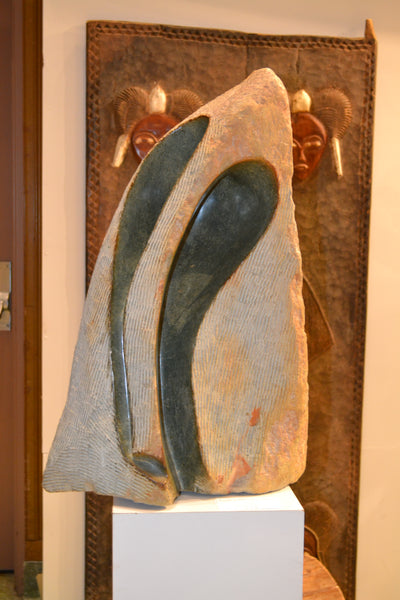 On Display at the Harlem Fine Arts Show in NYC: Hand Carved Stone Sculpture 'Swan' by Zimbabwean Artist Kanse Made in 1990