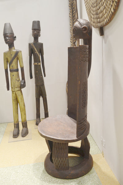 Chair on display at the Harlem Fine Arts Show in NYC: Authentic Wooden Mozambique Chair from Tanzania Made in 1960