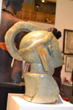 Back view, On Display at the Harlem Fine Arts Show in NYC: Hand Carved Stone Sculpture 'The Chief' by Zimbabwean Artist Joseph Tozo Made in 1990
