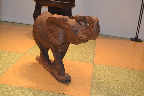 Alternate view, On display at the Harlem Fine Arts Show in NYC: Authentic Hand Carved Wooden 'Elephant' Sculpture from Kenya Made in 1988