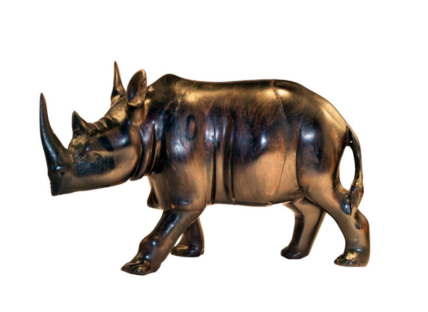 Size medium: Authentic Vintage Hand Carved Black Wood 'Rhino' Figurine from Kenya