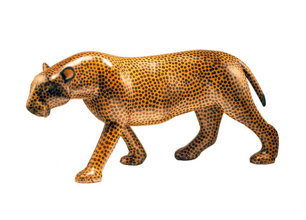 Full view: Authentic Vintage Hand Carved Teak Wood 'Cheetah' Figurine from Kenya