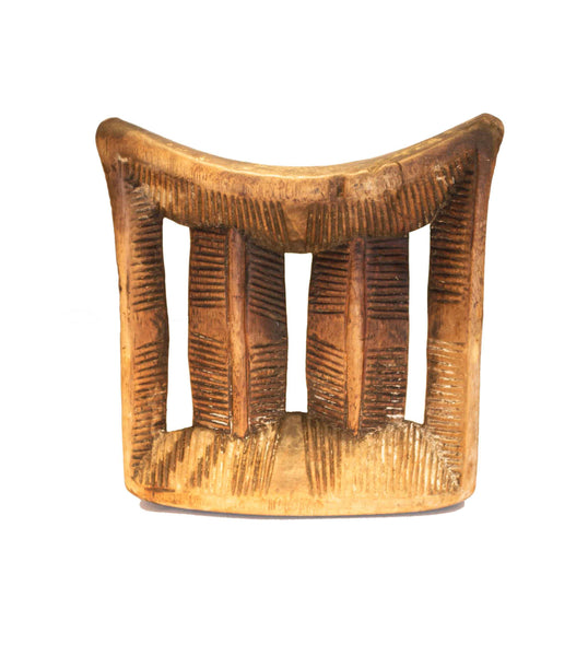 Full view: Authentic Vintage Hand Carved Wooden 'Head Rest' from Mali Made in 1963