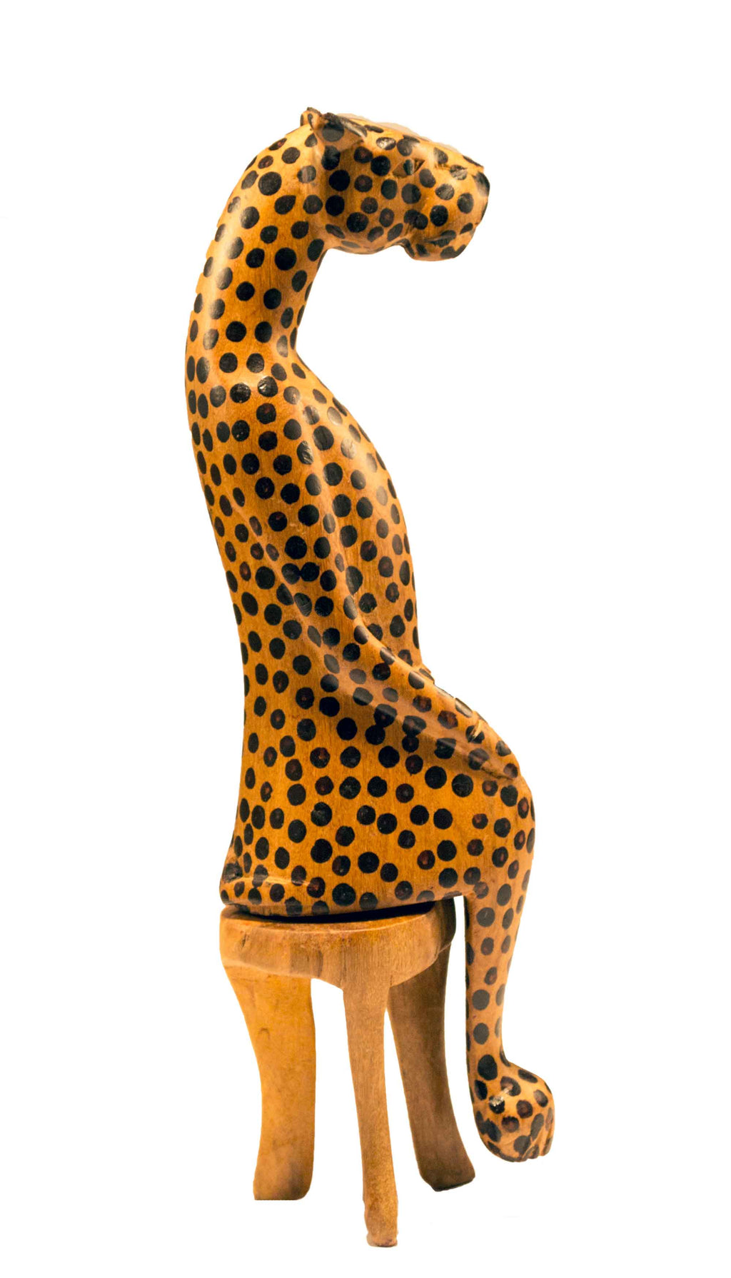 Cheetah, Profile view: Authentic Vintage Hand Carved & Hand Painted Teak Wood 'Animal Party' Figurine from Kenya