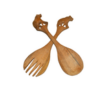 Lion, Alternate view: Authentic Vintage Hand Carved Teak Wood 'Fork and Spoon' from Kenya