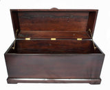 Trunk opened: Antique Hand Made Red Jarrah Wood Trunk from Zimbabwe