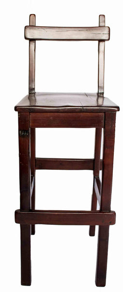 Front view: Antique Hand Made Red Jarrah Wood Bar Stool from Zimbabwe