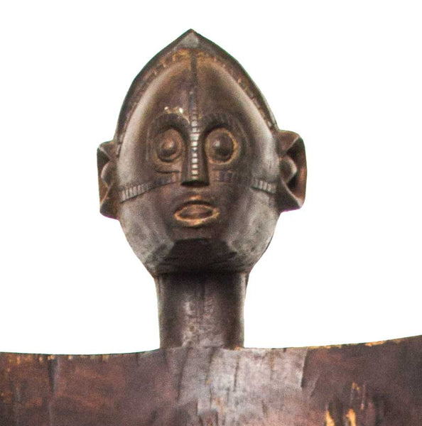 Close up of face:  Authentic Wooden Mozambique Chair from Tanzania Made in 1960