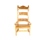 Frpnt view: Antique Hand Made Yellow Jarrah Wood 'King Throne' from Zimbabwe
