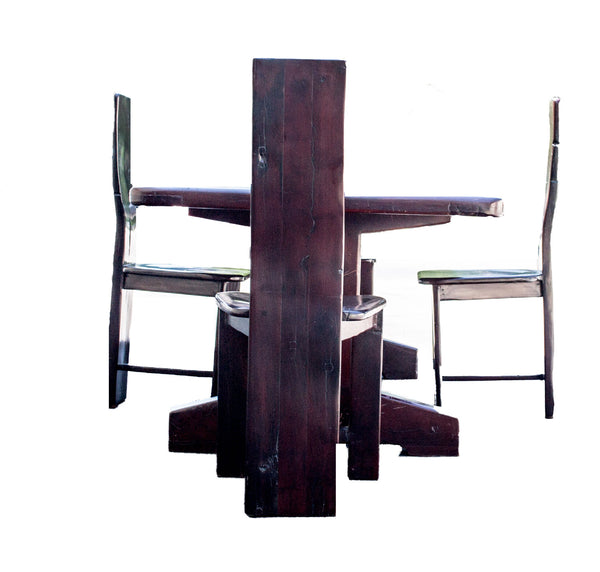 Side view: Antique Hand Made Red Jarrah Dining Table and Chairs Desk from Zimbabwe