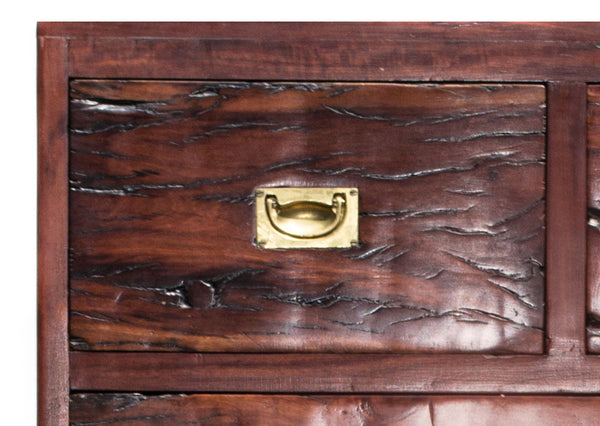 Close up of drawer: Antique Hand Made Red Jarrah Wood Dresser from Zimbabwe