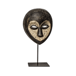 One of a kind African Fine Art: Authentic 'Kwele Mask' from Cameroon Made in 1968. This lightweight mask can be easily mounted to the wall or mounted on a custom made mask stand that is included with your purchase.