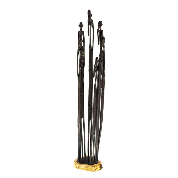 Masaai Tribe, six slender Masaai figures carved from one piece of ebony wood in Kenya by Ndonye Mwanzilo