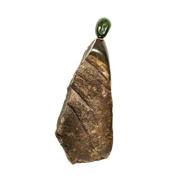 Lonely, a Shona stone sculpture carved from spring stone in Zimbabwe by Lincon Muteta
