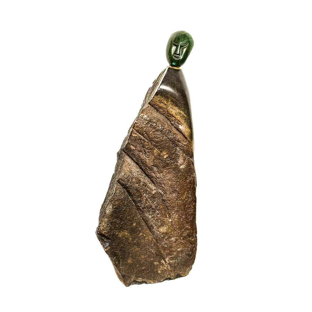 One of a kind African Fine Art: Hand Carved Stone Sculpture 'Lonely' by Zimbabwean Artist Lincon Muteta Made in 1990